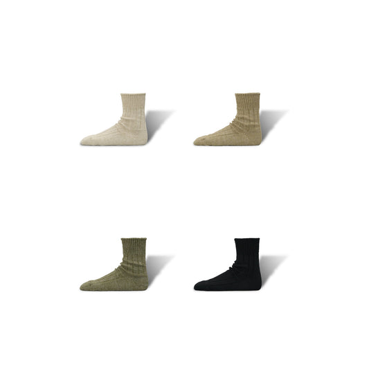 Pre-Order | Linen ＆ Recycled Polyester Ribbed Socks｜Middle Length